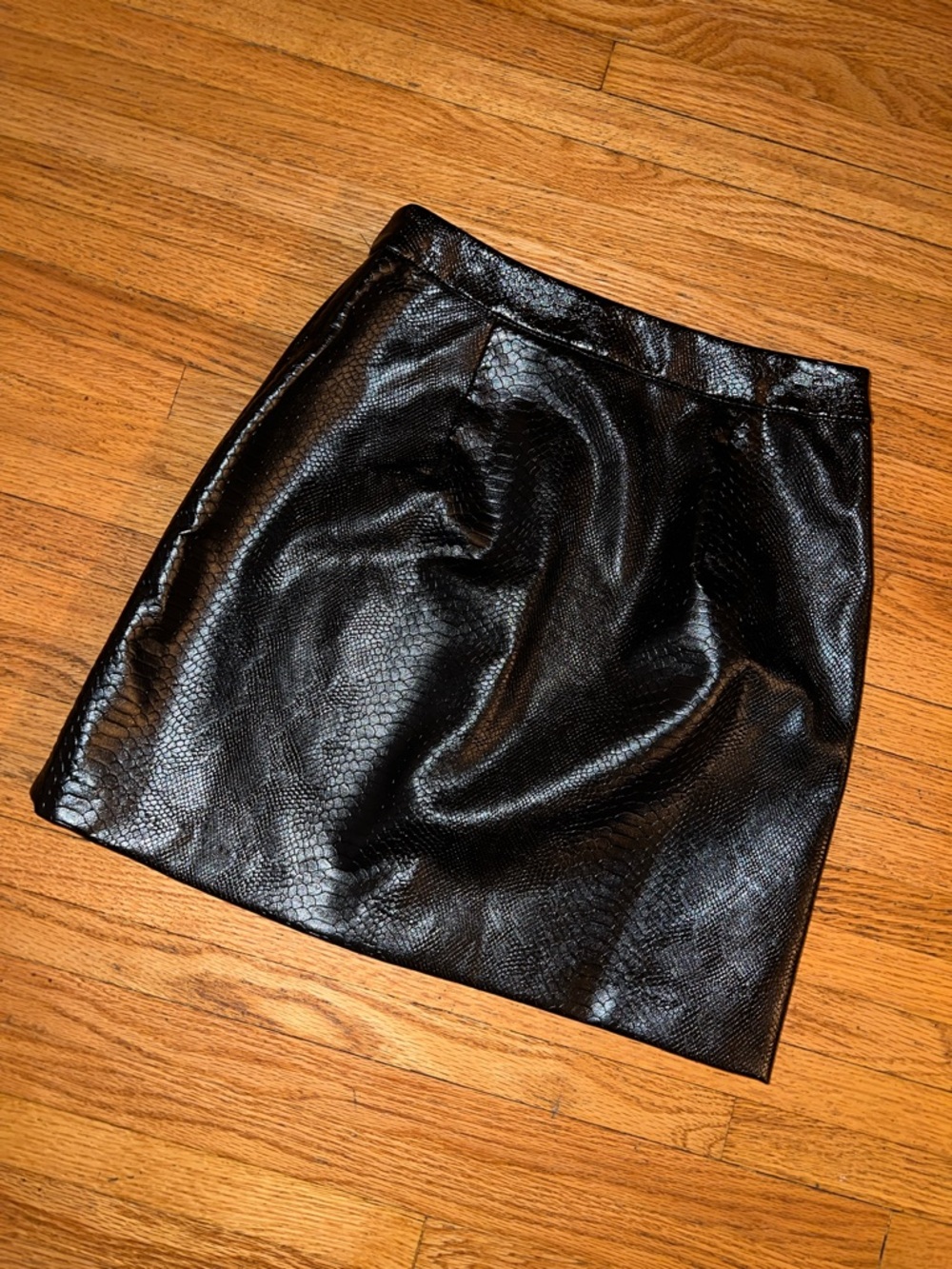 New Look Black Faux Snake Mini Skirt